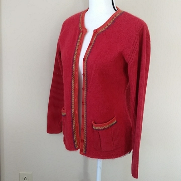 MFH Knits Baby Alpaca Blend Cardigan Sweater M Red Purple - Picture 10 of 16
